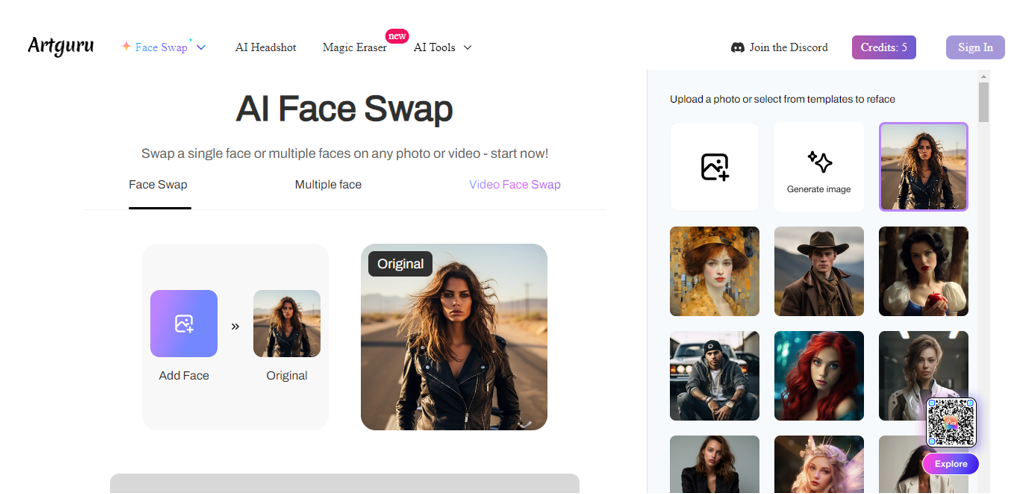 artguru ai face swap